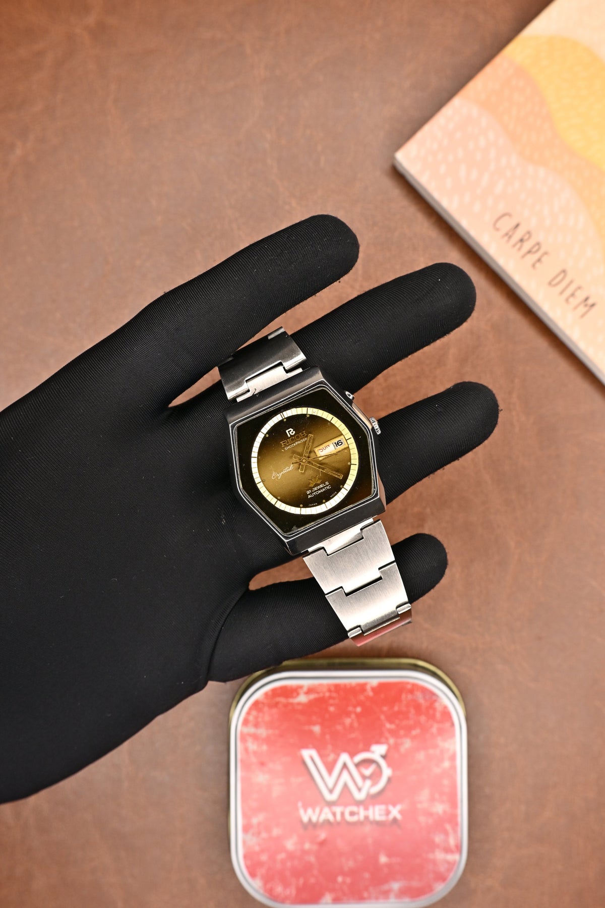 Vintage Ricoh Crystal Automatic Dark Grey Dial Square Men’s Wristwatch | Watchex Vintage Collection