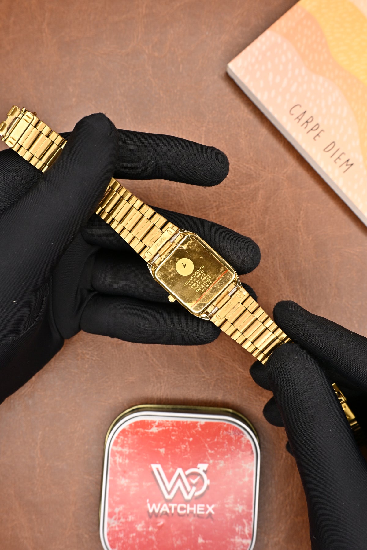 Rare Citizen Gold Textured Dial Square Quartz Men’s Dress Wristwatch (Not Used) | Watchex Signature Collection