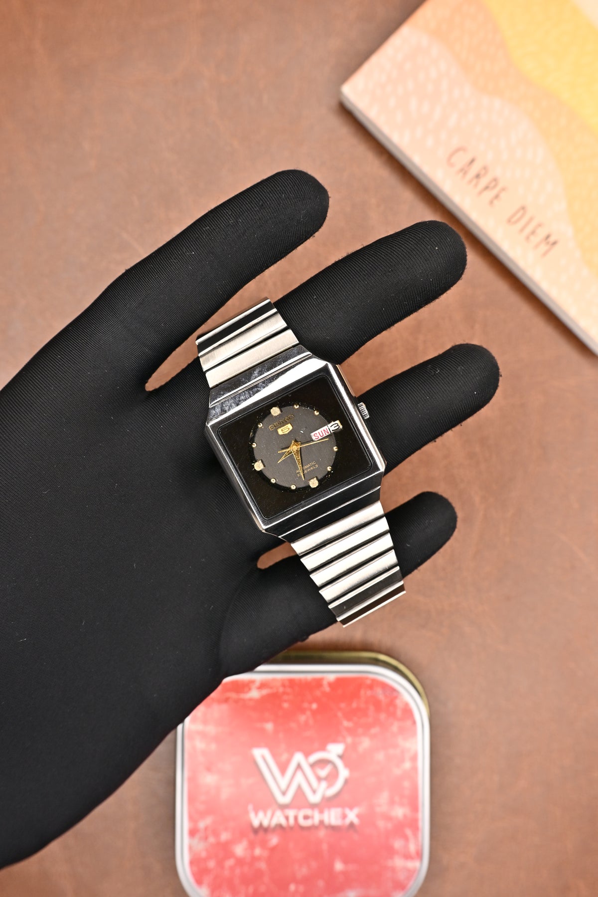 Seiko 5 Square Automatic Black Dial Crystal Index Men’s Wristwatch | Watchex Signature Collection