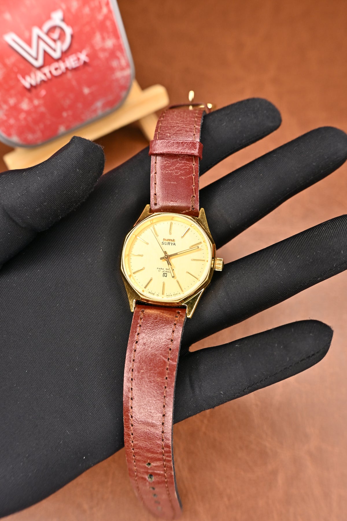 NOS HMT Surya Gold Dial Mechanical Watch with Original HMT Box