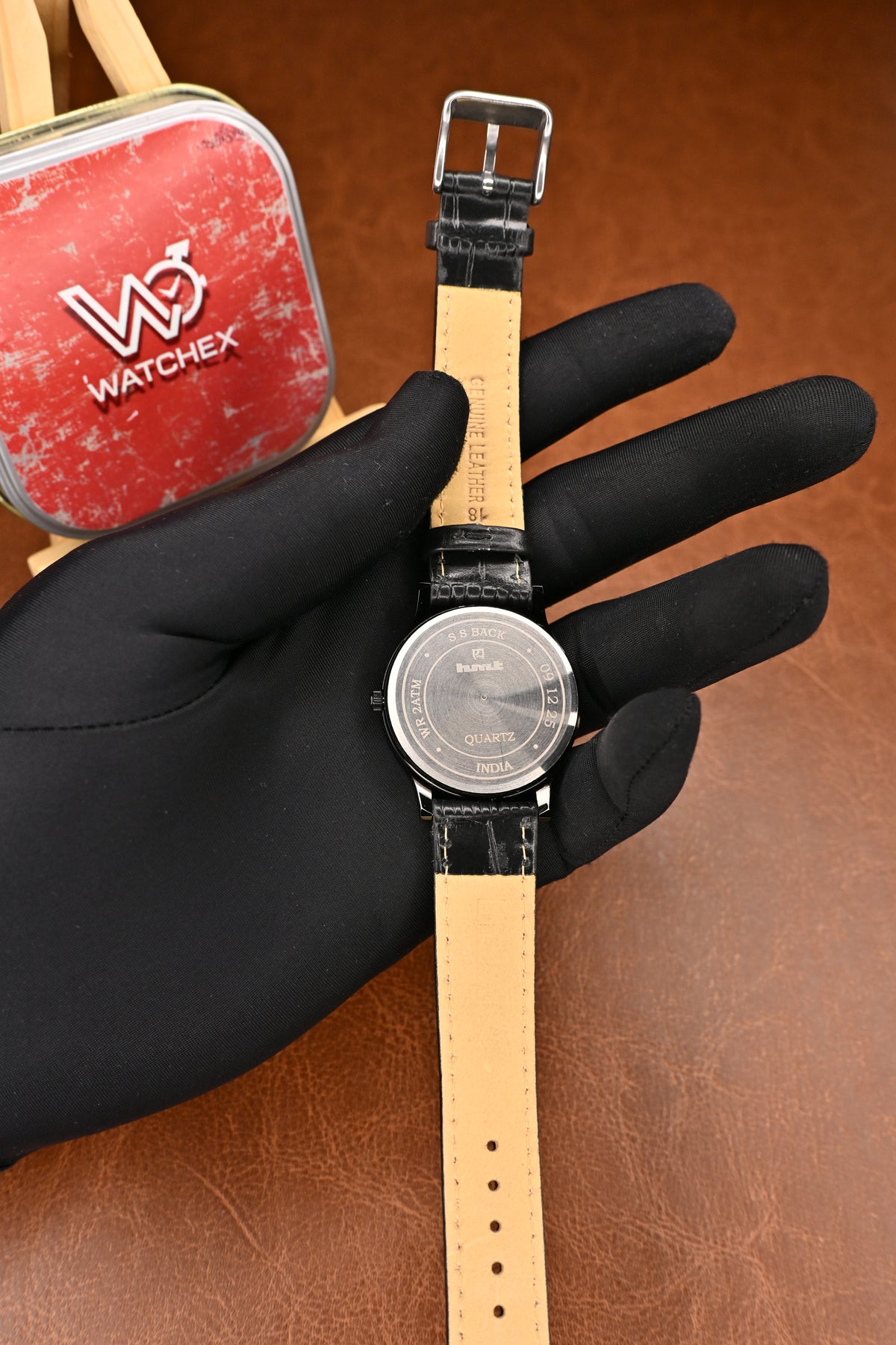 NOS HMT Gandaberunda White Dial Quartz Watch with Black Leather Strap | Watchex NOS Collection