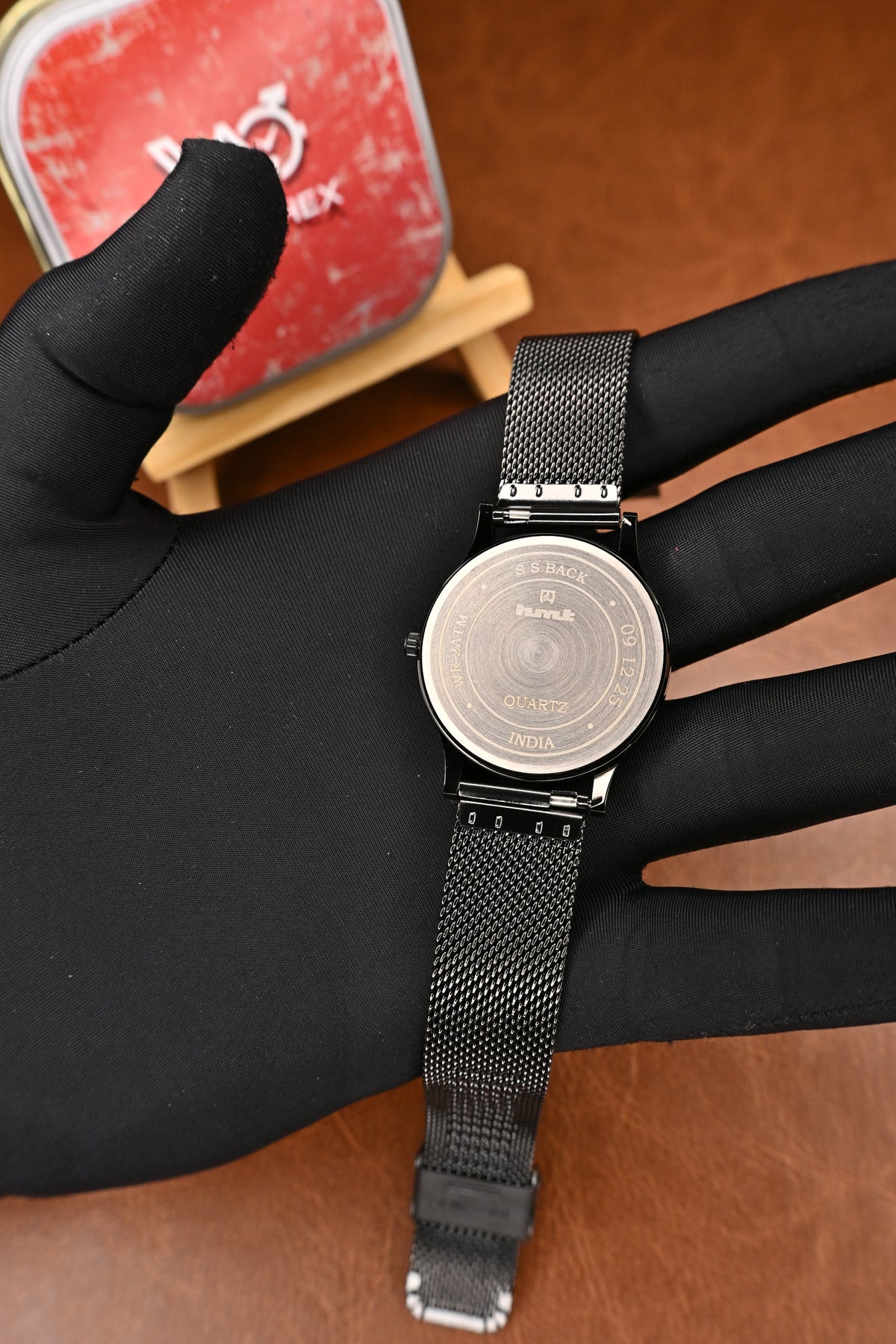 NOS HMT Gandaberunda Black Dial Quartz Watch with Blue Accents | Watchex NOS Collection