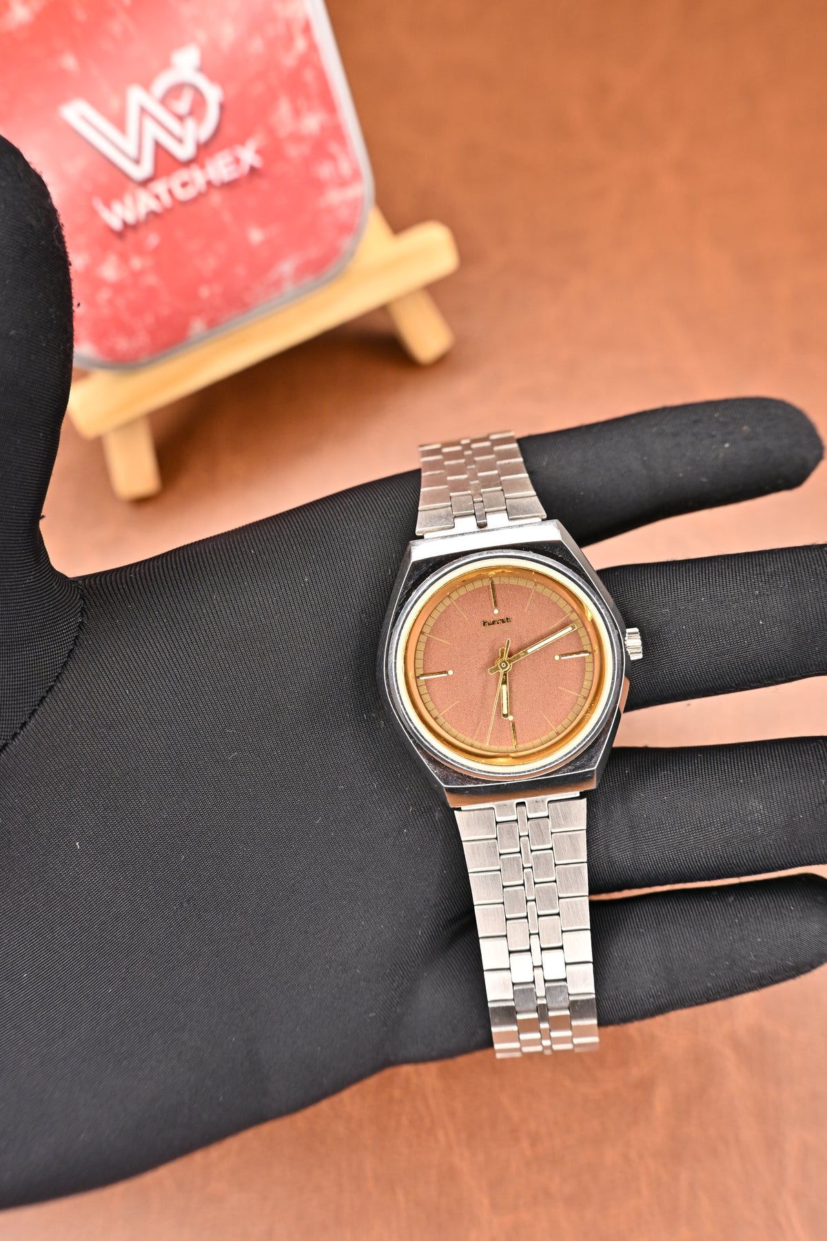 NOS HMT Maurya Pink-Gold Dial Mechanical Watch | Watchex NOS Collection