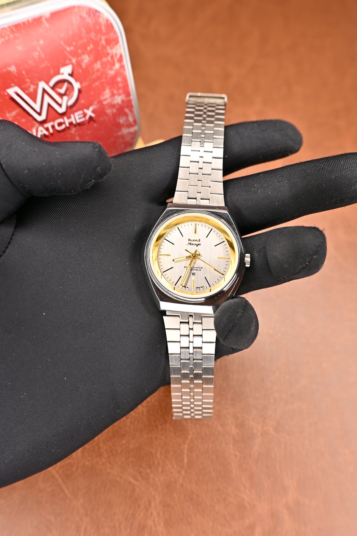 NOS HMT Maurya Silver Sunburst Dial Mechanical Watch with Stainless Steel Bracelet | Watchex NOS Collection