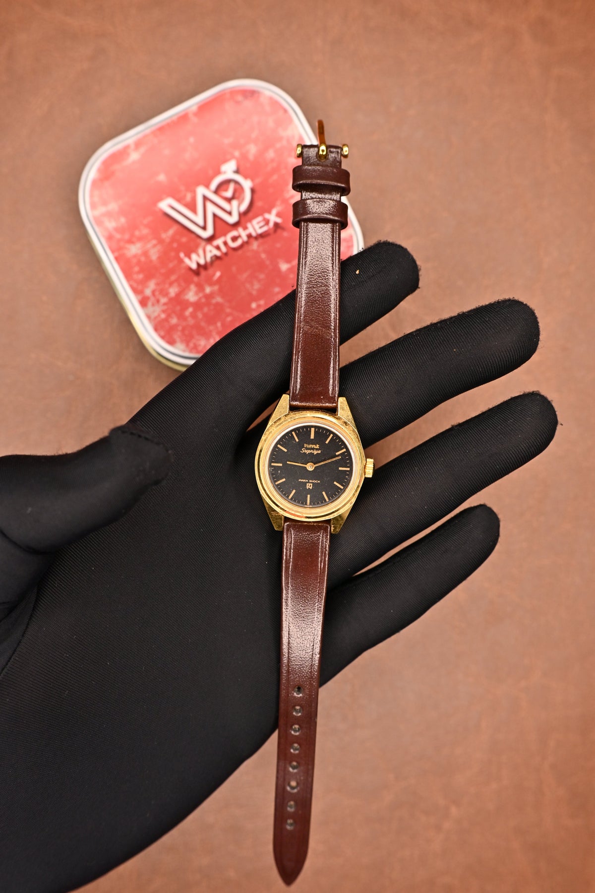 NOS HMT Supriya Black Dial Gold-Plated Women’s Mechanical Wristwatch | Watchex NOS Collection
