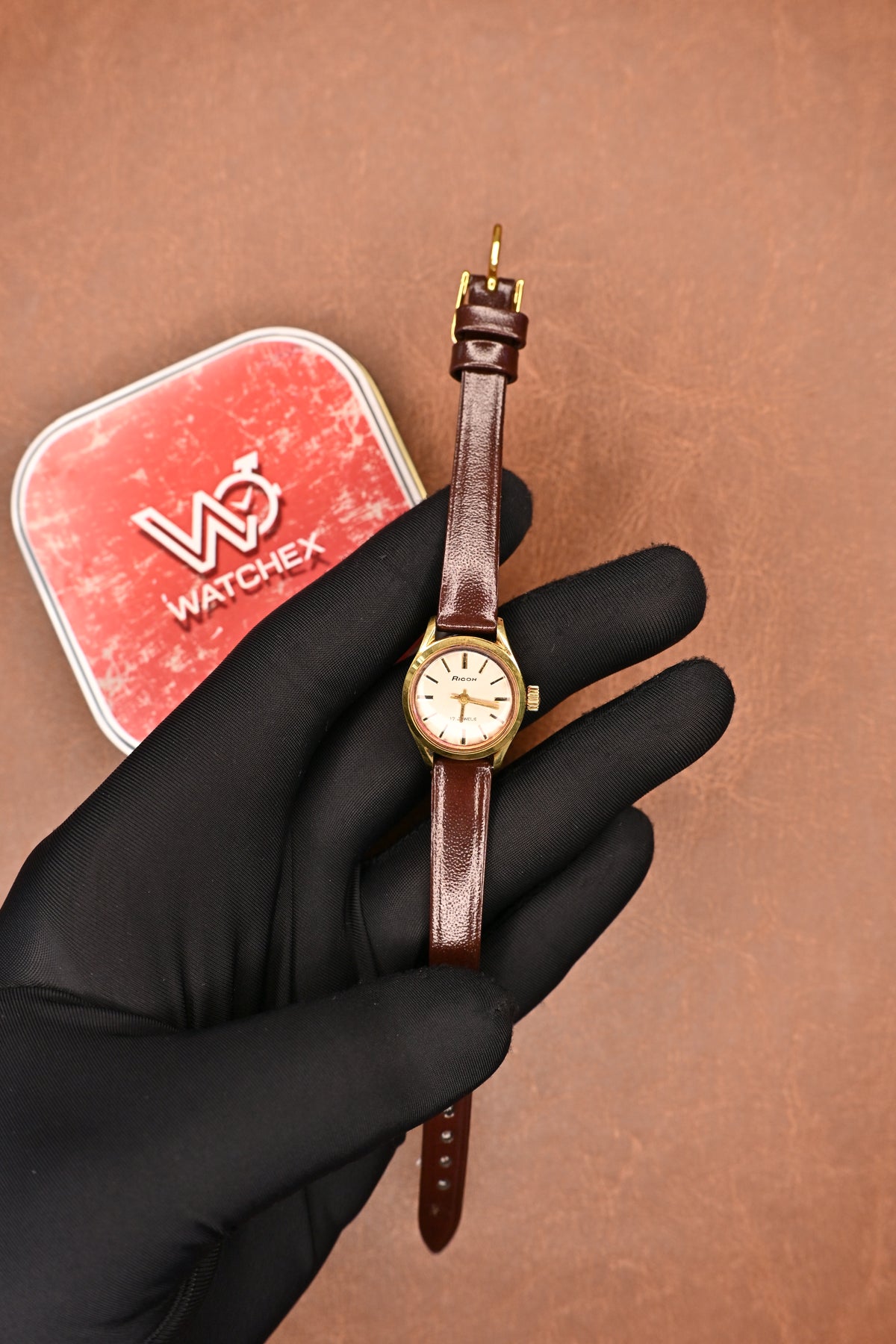 NOS Ricoh Silver Sunburst Dial Gold-Plated Women’s Mechanical Wristwatch | Watchex NOS Collection