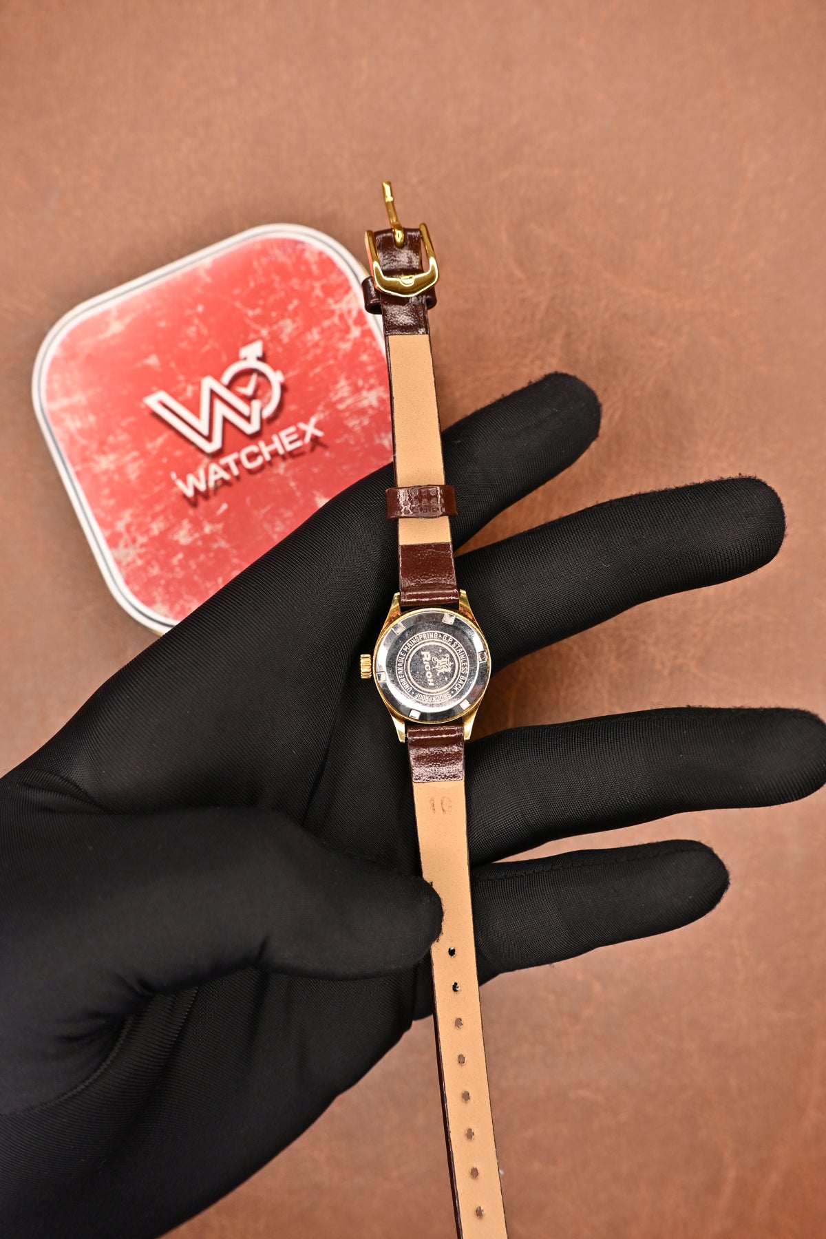 NOS Ricoh Silver Sunburst Dial Gold-Plated Women’s Mechanical Wristwatch | Watchex NOS Collection