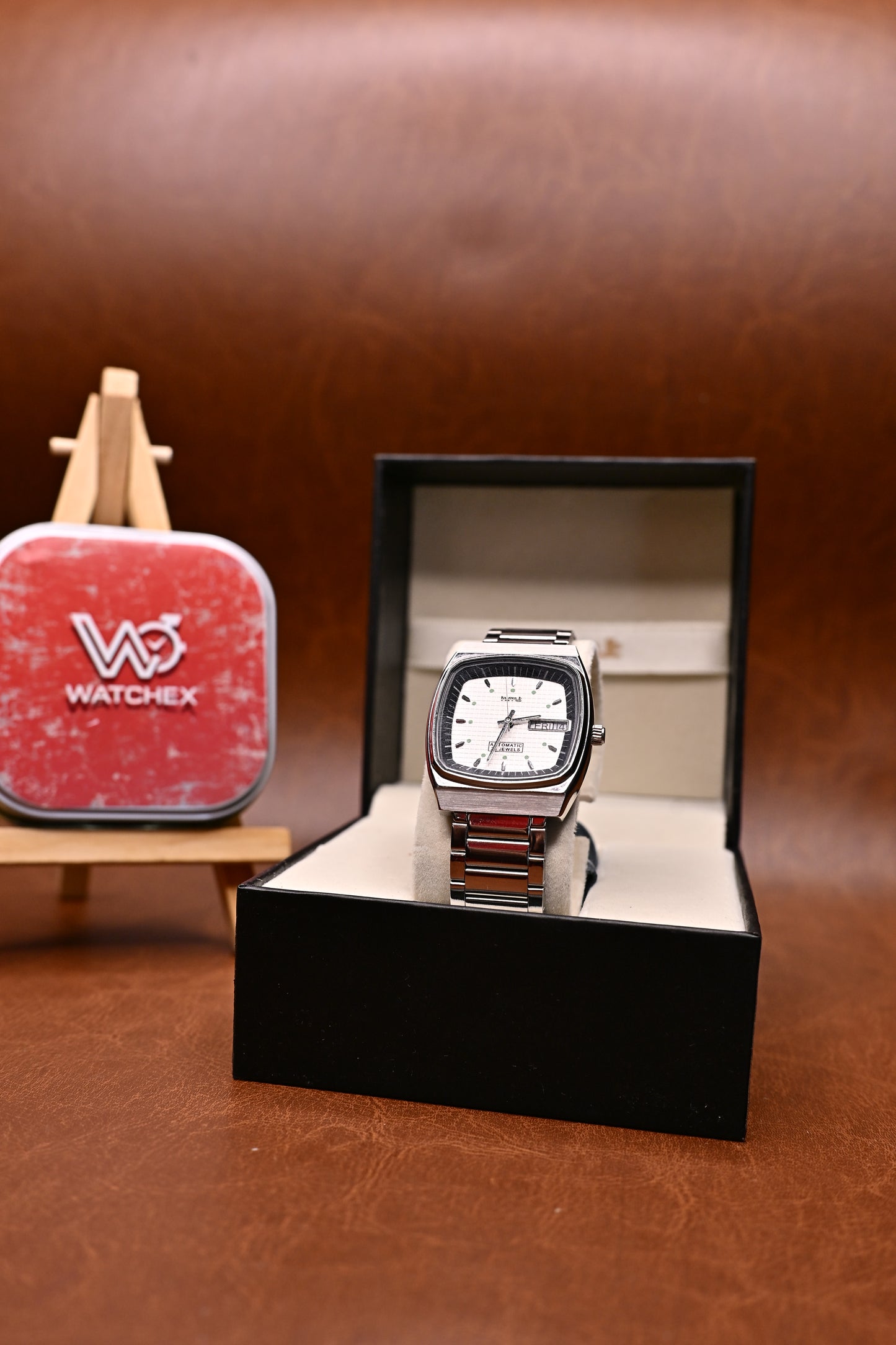 NOS HMT NASS 11 Automatic White Waffle Dial Square Men’s Watch | Watchex India