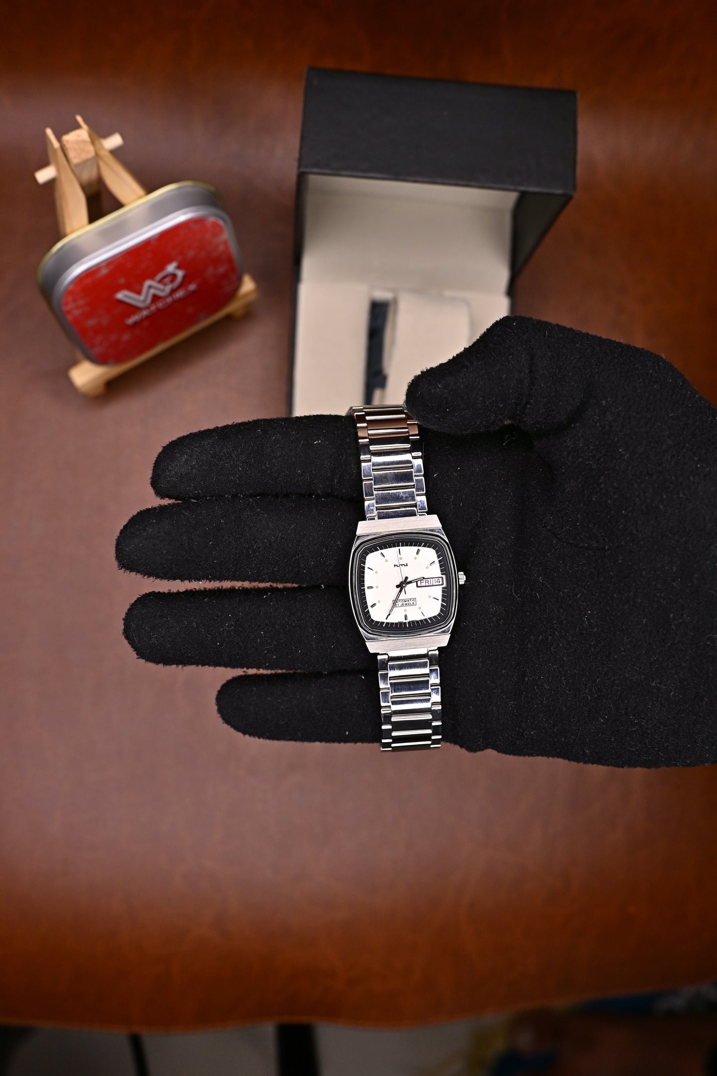 NOS HMT NASS 11 Automatic White Waffle Dial Square Men’s Watch | Watchex India