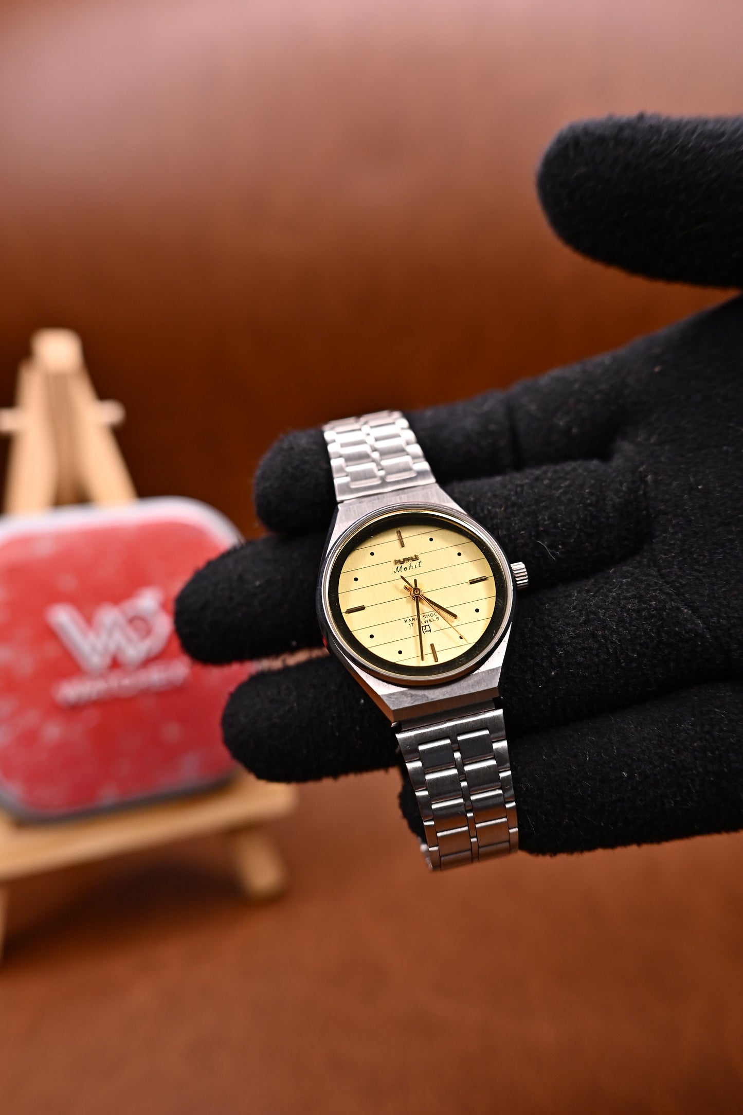 NOS Vintage HMT Mohit Mechanical Hand-Winding Champagne Striped Dial | Watchex India