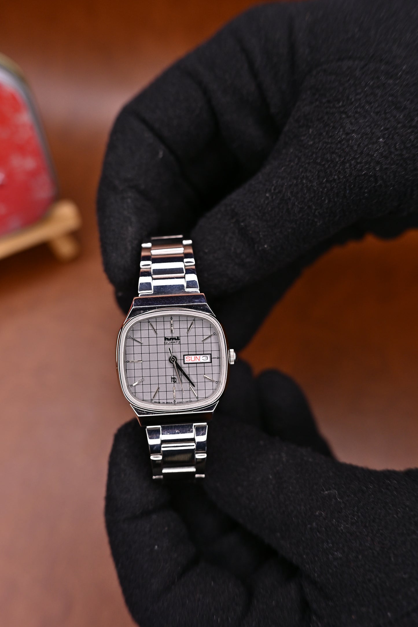 NOS HMT Sangam Grey Grid Dial Watch Quartz|Watchexindia