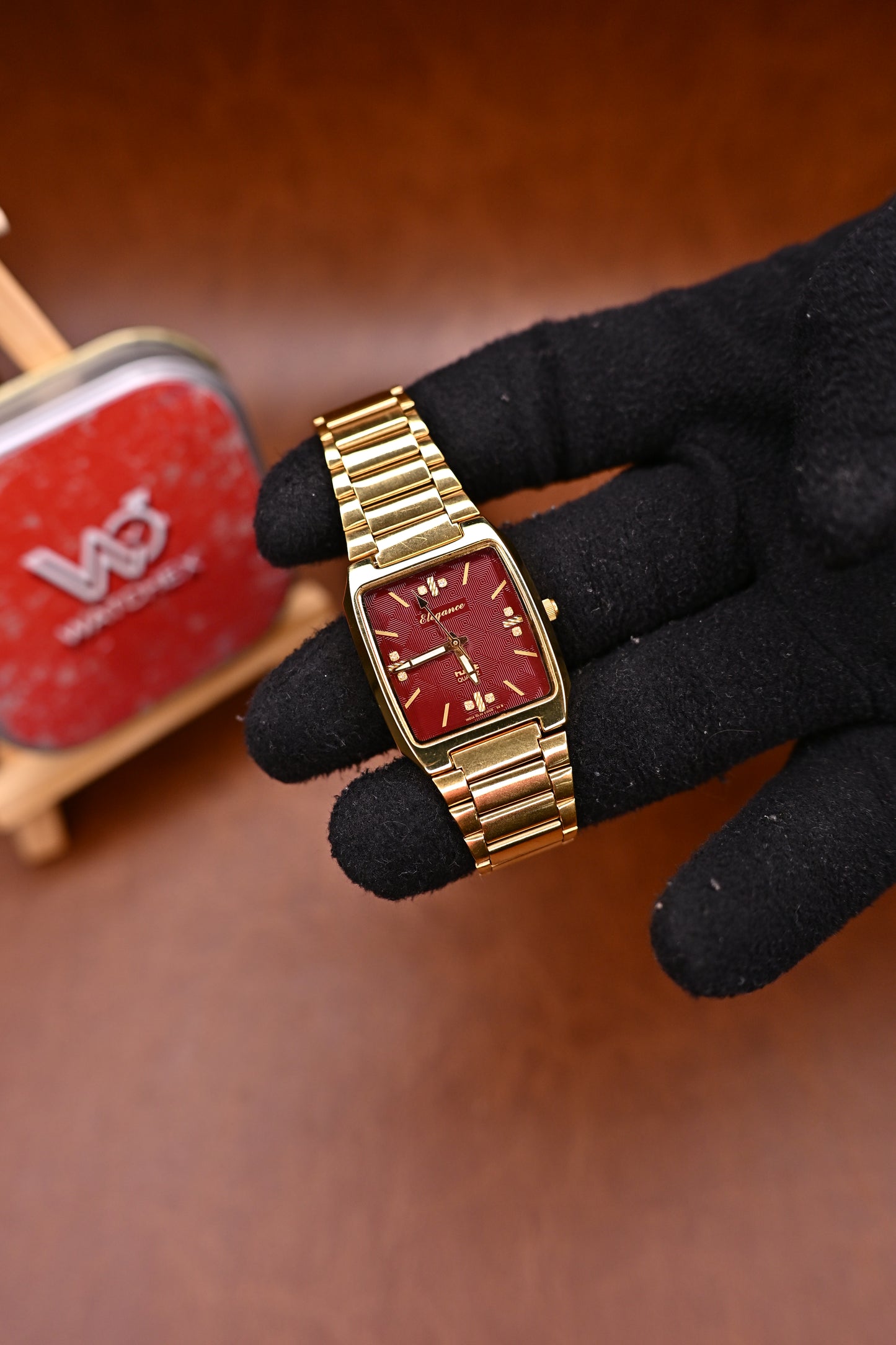 NOS HMT Elegance Maroon Textured Dial Quartz (EGGG 54) | Watchex India