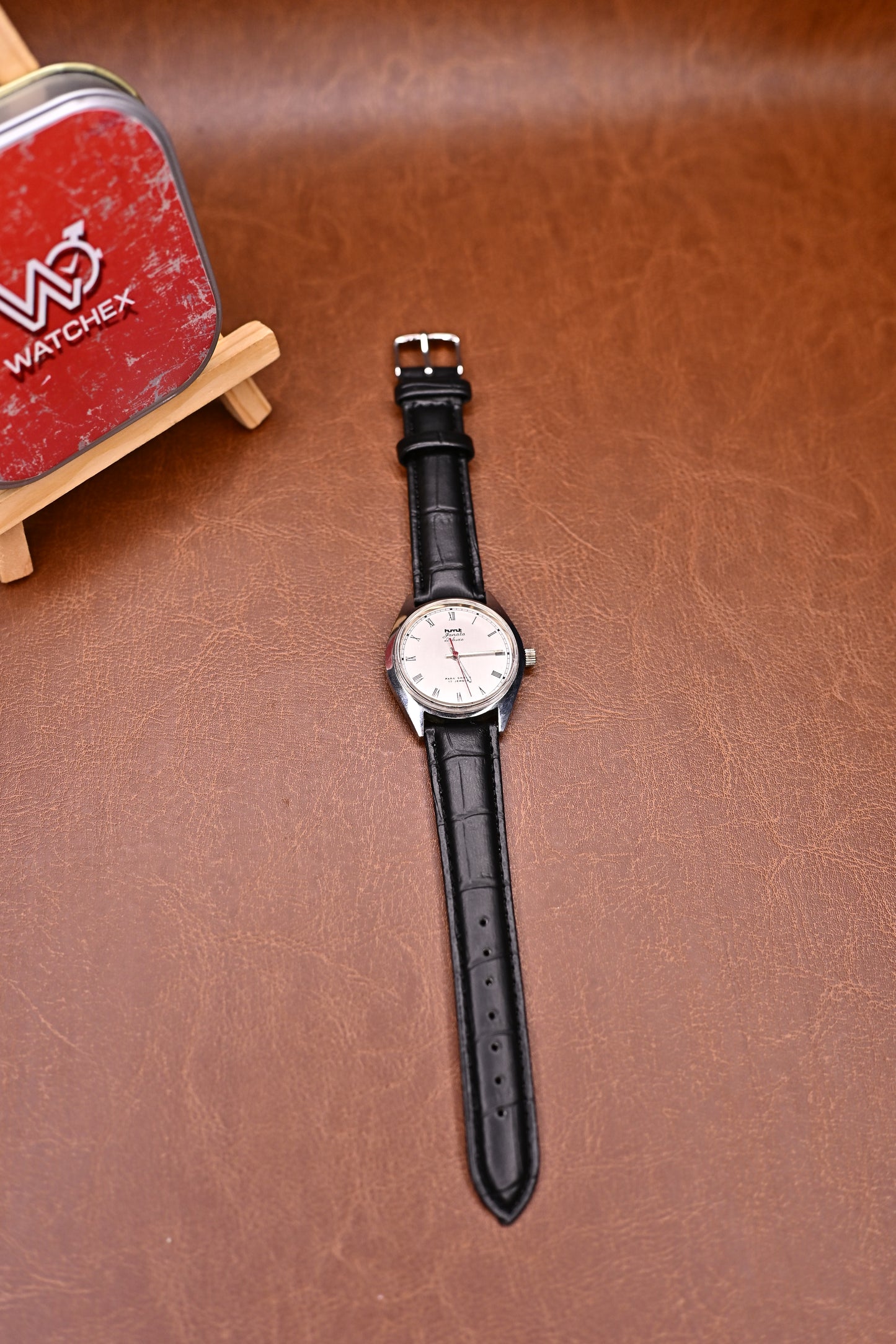 NOS HMT Janata Deluxe White Roman Dial With Leather Strap Hand-Winding (0231) | Watchex India