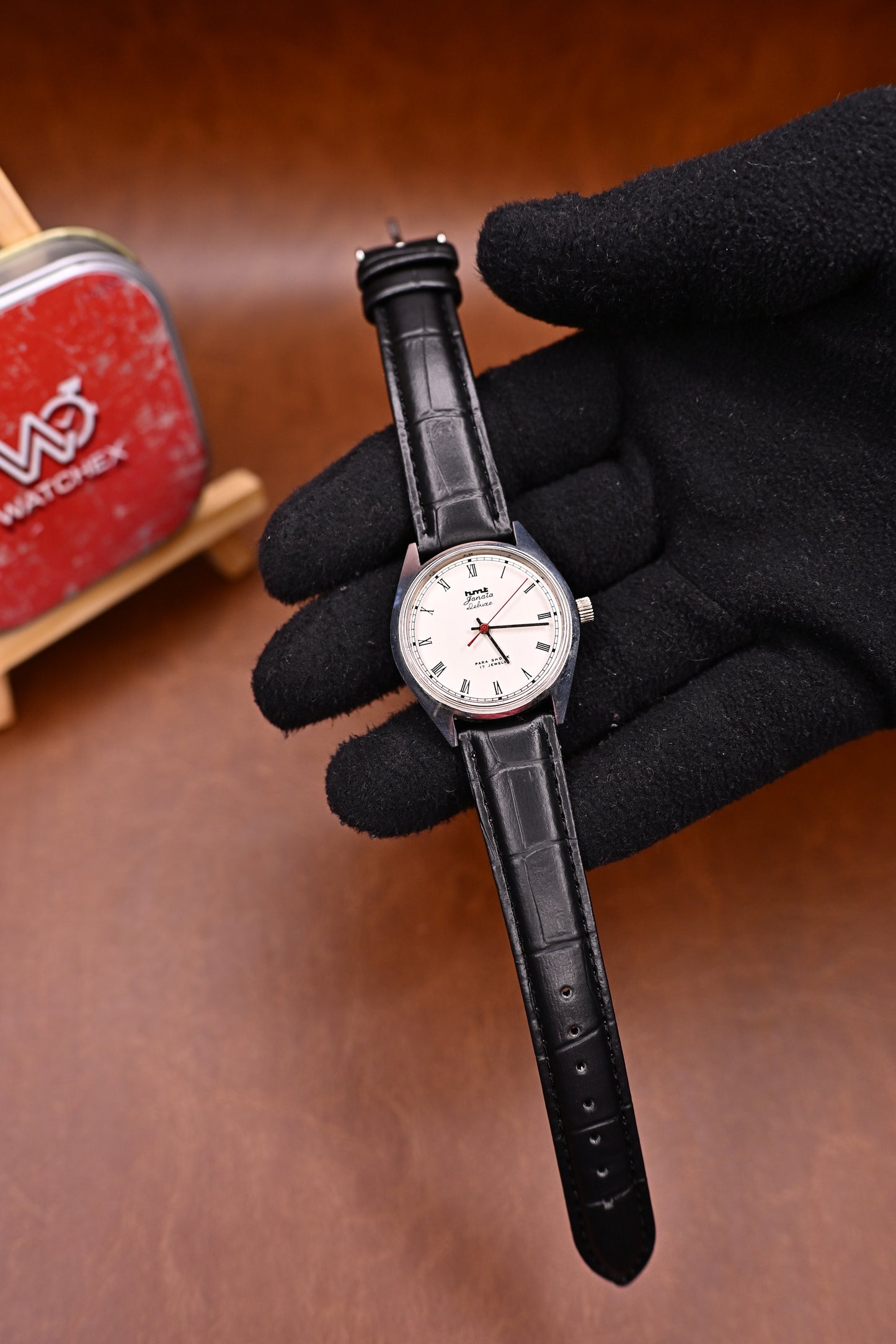 NOS HMT Janata Deluxe White Roman Dial With Leather Strap Hand-Winding (0231) | Watchex India