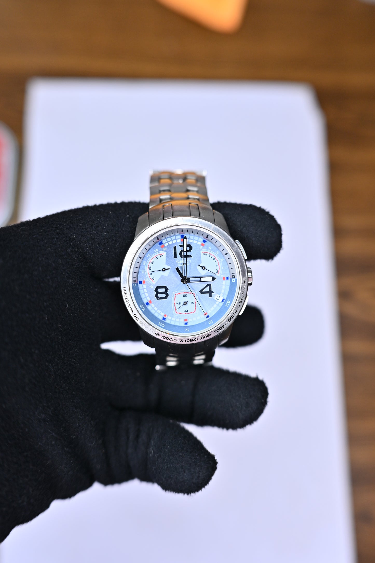 Swatch Irony Chrono Retrograde Blue Signs Swiss Quartz Chronograph | Watchex India