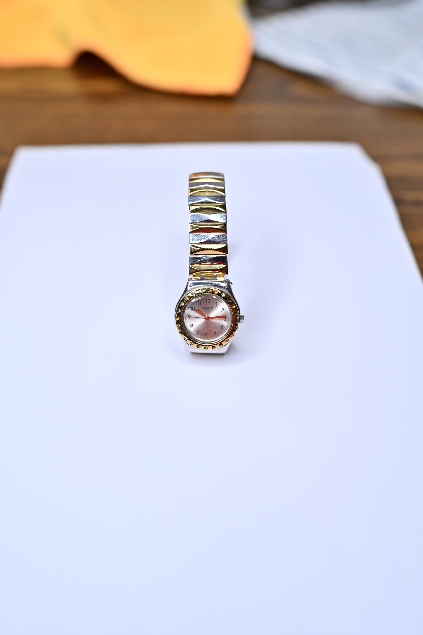 Vintage Swatch Irony Lady Two-Tone Quartz Bejeweled Bezel Watch | Watchex India