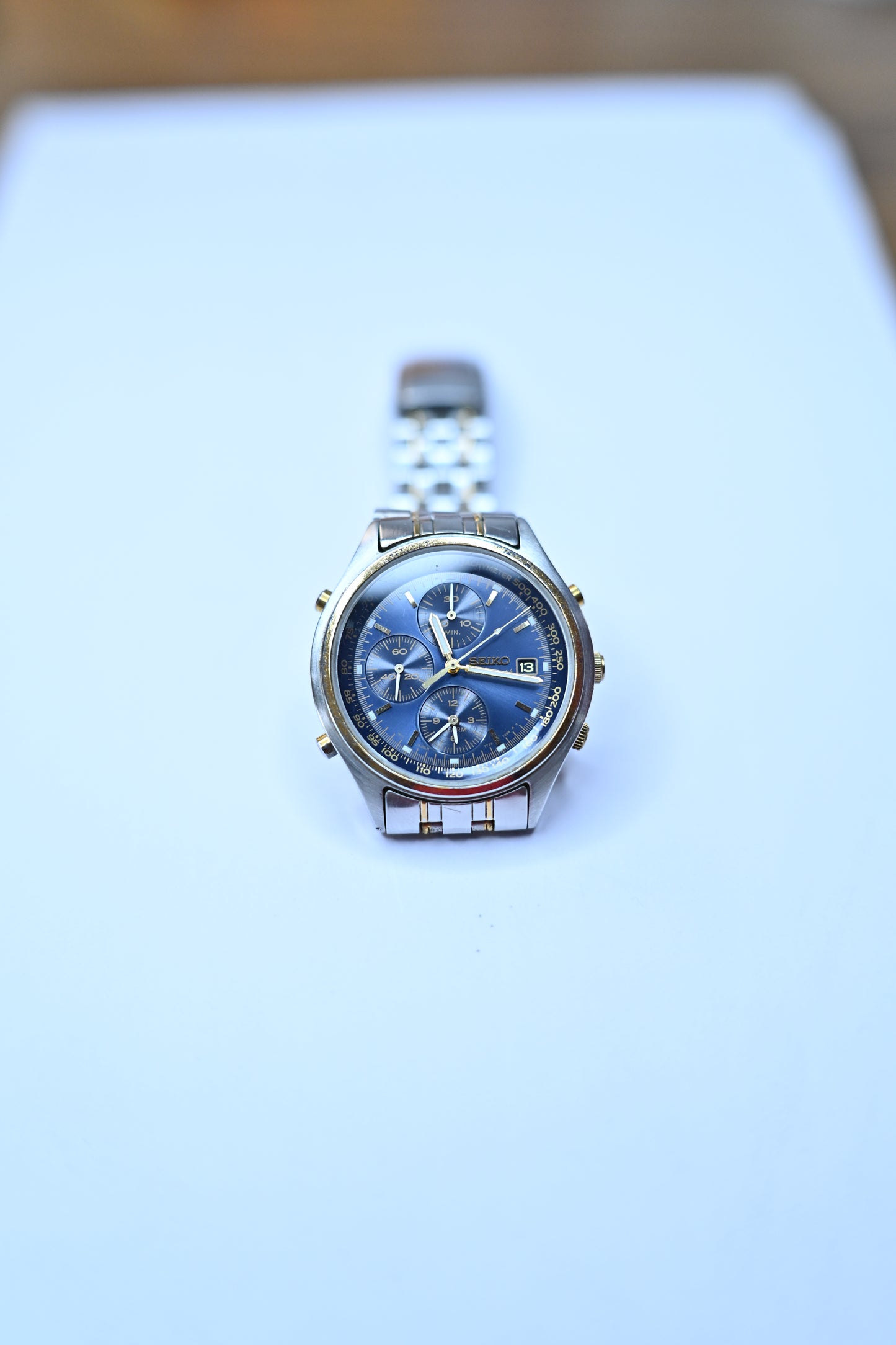 Vintage Seiko Chronograph Alarm 7T32-7C60 Blue Dial Two-Tone Quartz  Watch | Watchex India