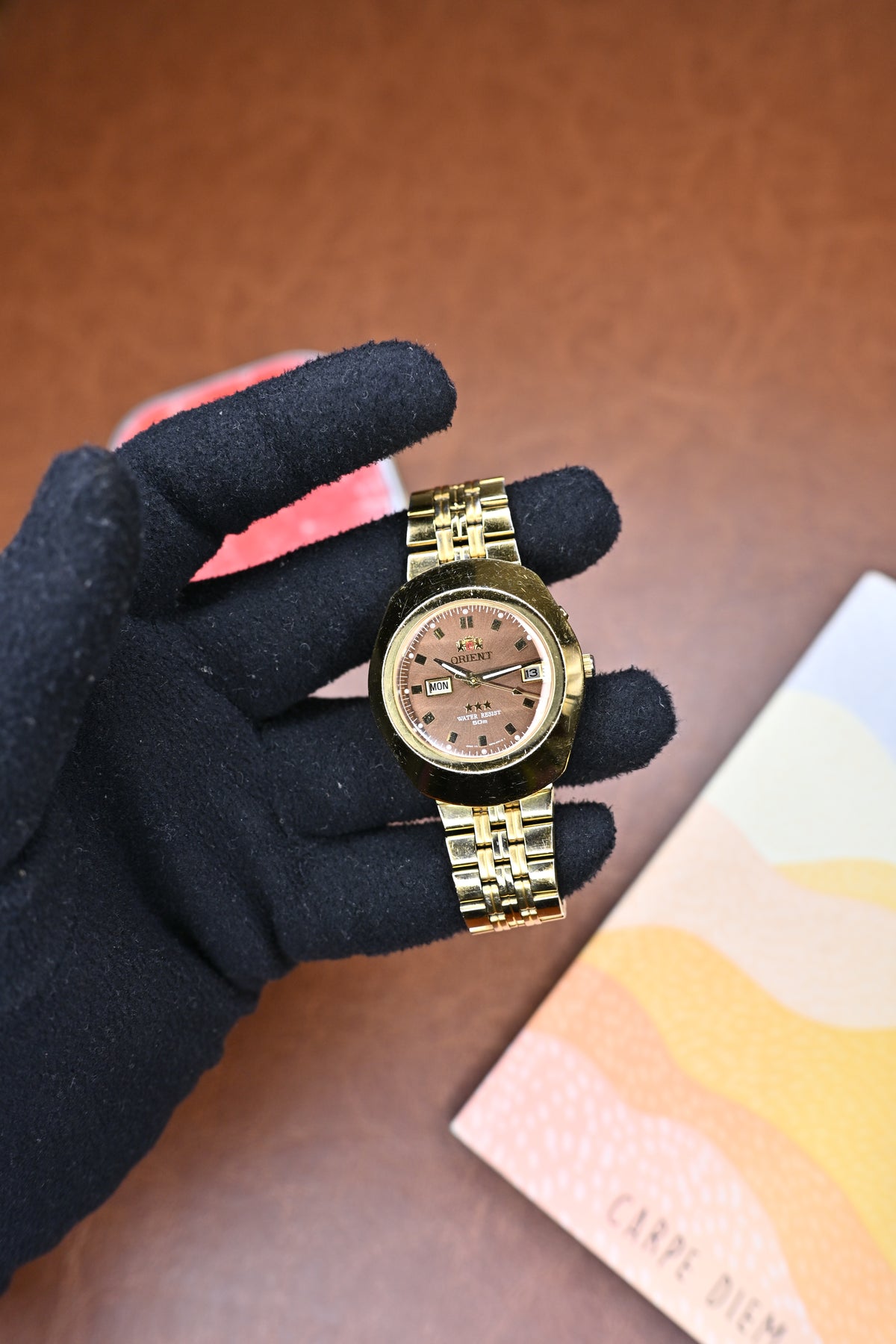 Orient Tristar Automatic Brown Sunburst Dial 21 Jewels (EM70-A0) | Watchex India
