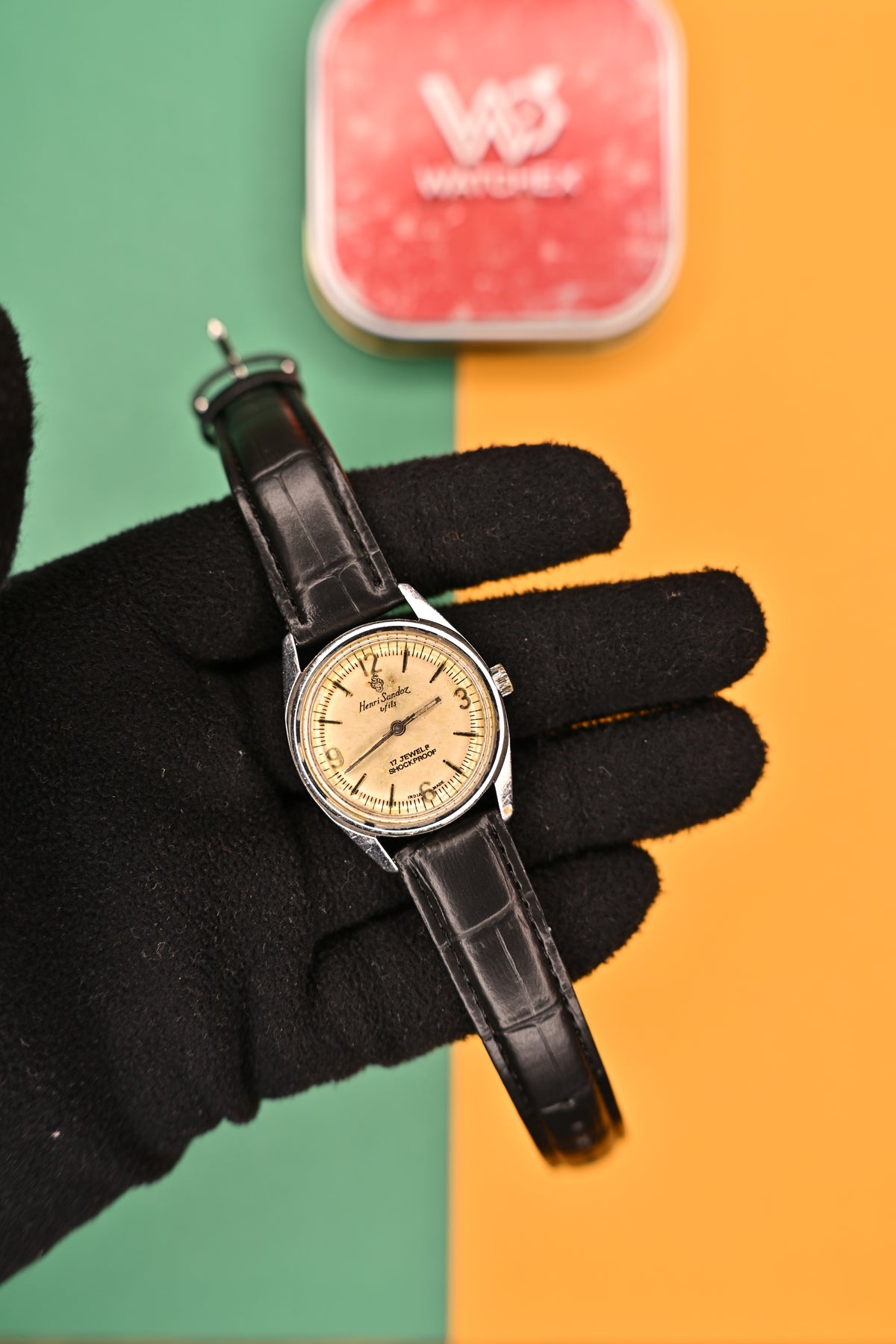 Vintage Henri Sandoz &amp; Fils 17 Jewels Shockproof Champagne Dial Mechanical Watch | Watchex India