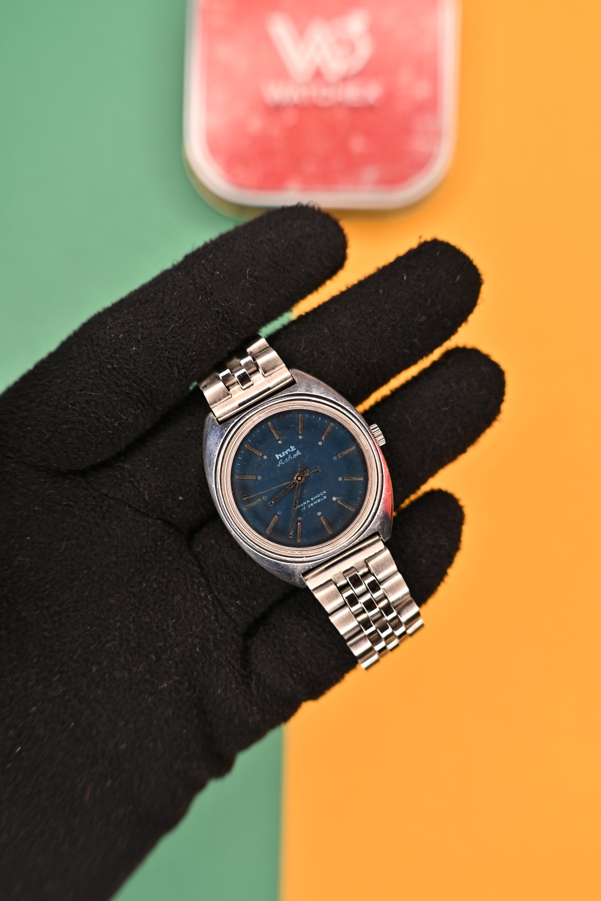Vintage HMT Ashok Para Shock 17 Jewels Blue Dial Mechanical Watch | Watchex India