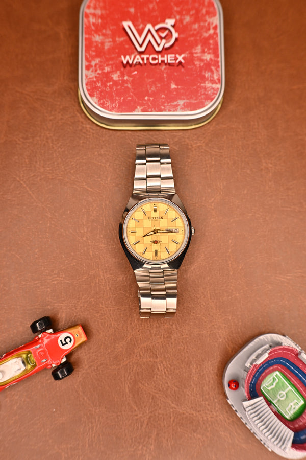 Vintage Citizen Eagle 7 Automatic Champagne Linen Dial Day-Date | Watchex India