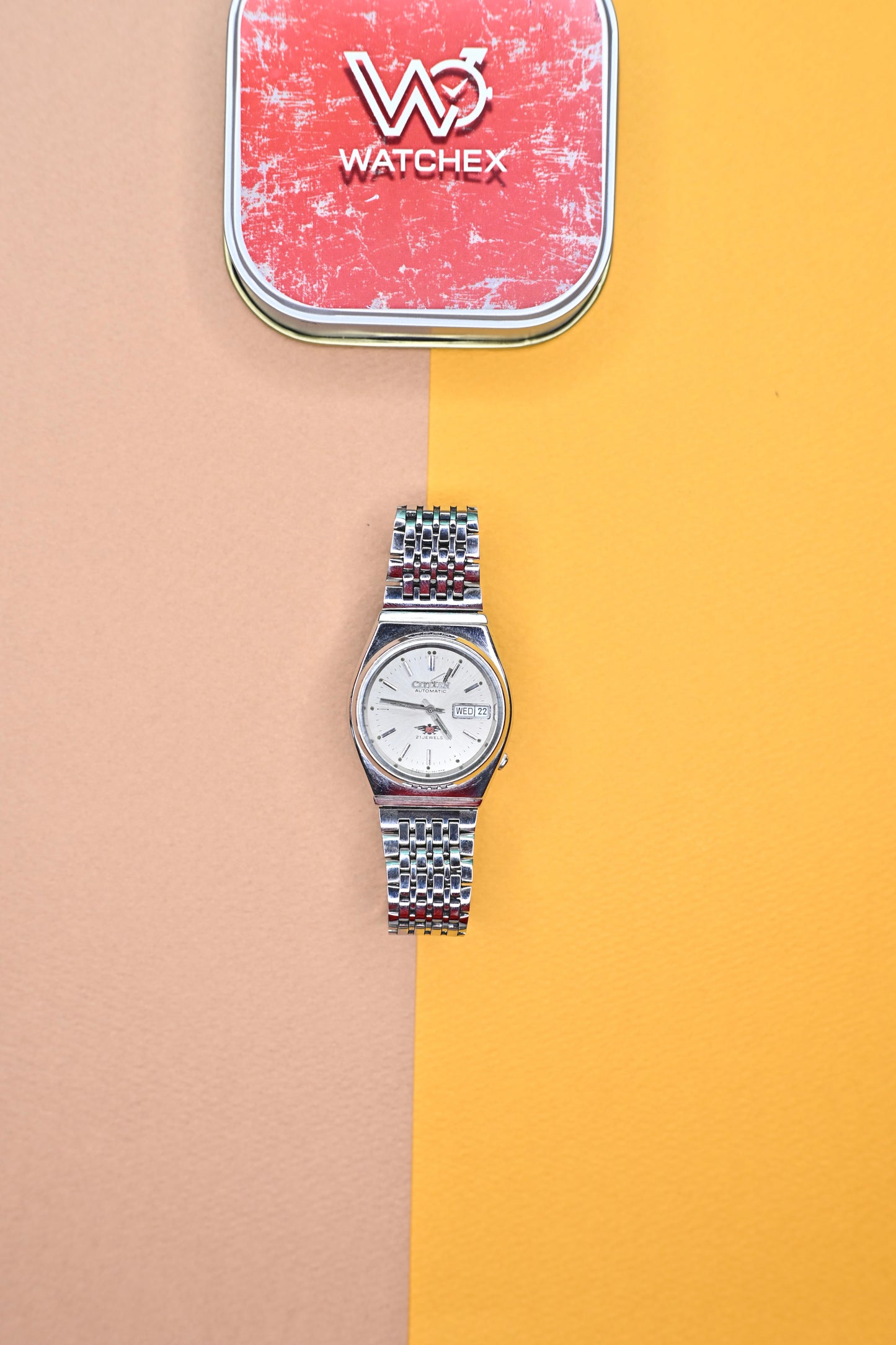 Vintage Citizen Eagle 7 Automatic – Tonneau Case, Sunburst Silver Dial, Day-Date | Watchex India