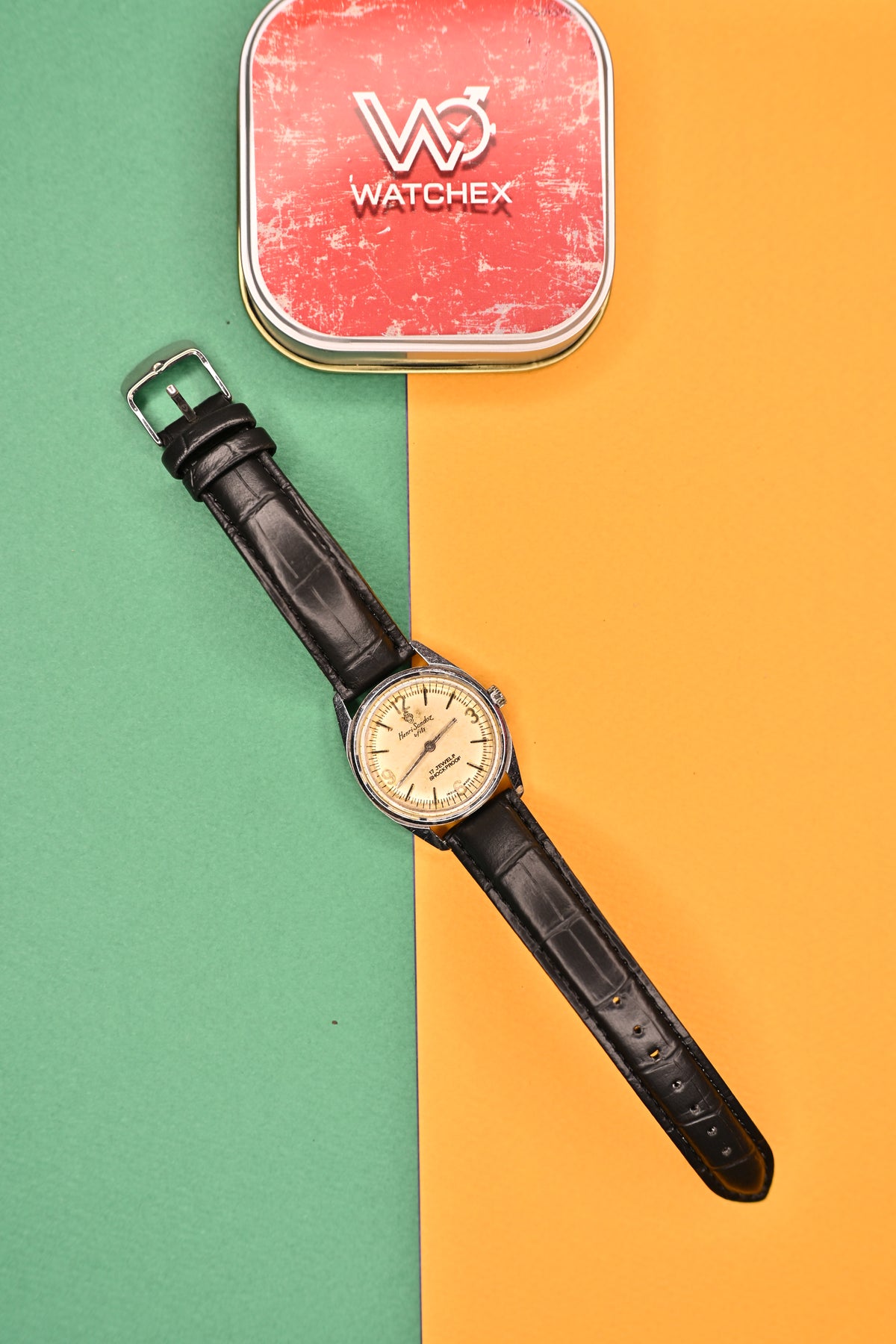 Vintage Henri Sandoz &amp; Fils 17 Jewels Shockproof Champagne Dial Mechanical Watch | Watchex India