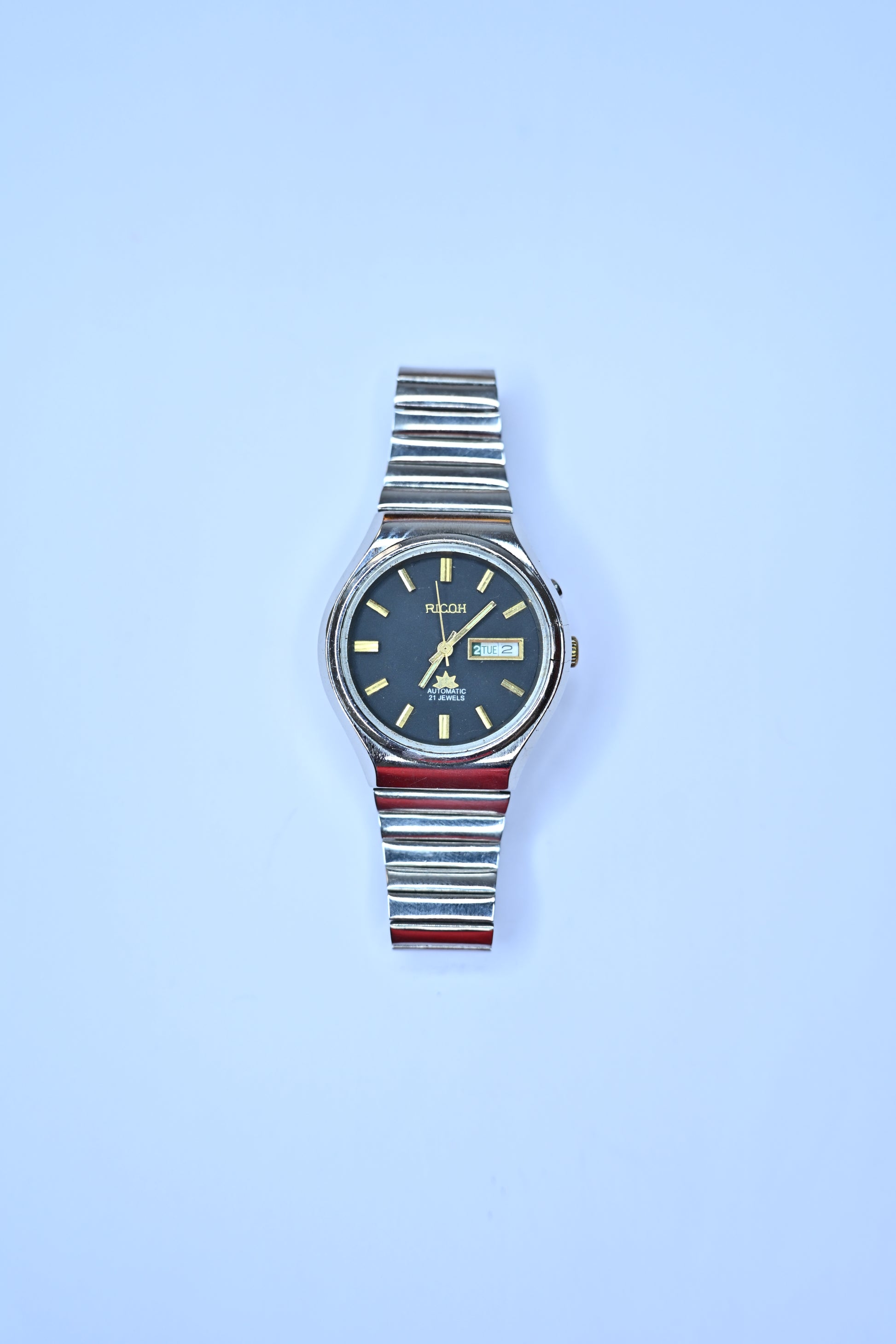 Vintage Ricoh Automatic 21 Jewels Day-Date Charcoal Redial Japan Watch 61451AC | Watchex India