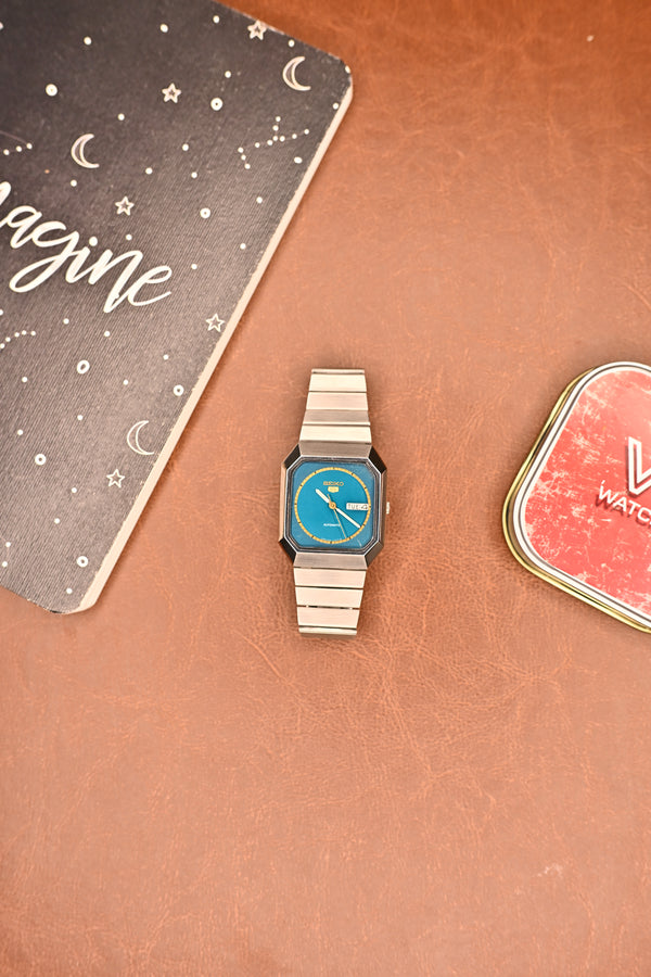 Vintage Seiko 5 6309-609A Automatic – Teal Turquoise Dial | Japan | Watchex India
