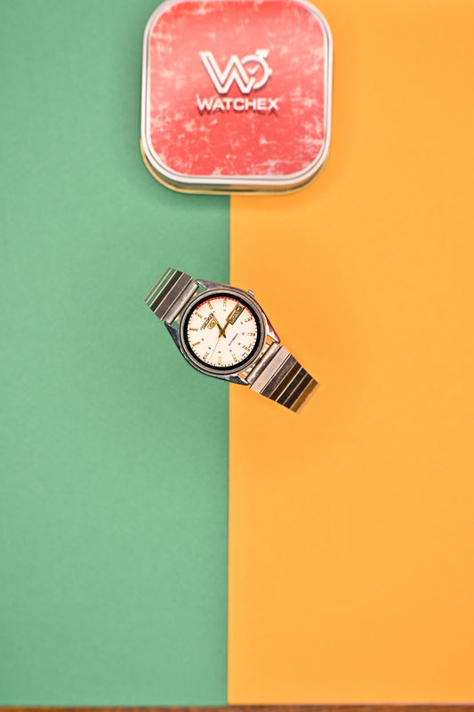 Vintage Seiko 5 Automatic 7009-3030 Silver-White Inspired Redial Day-Date Watch | Watchex India