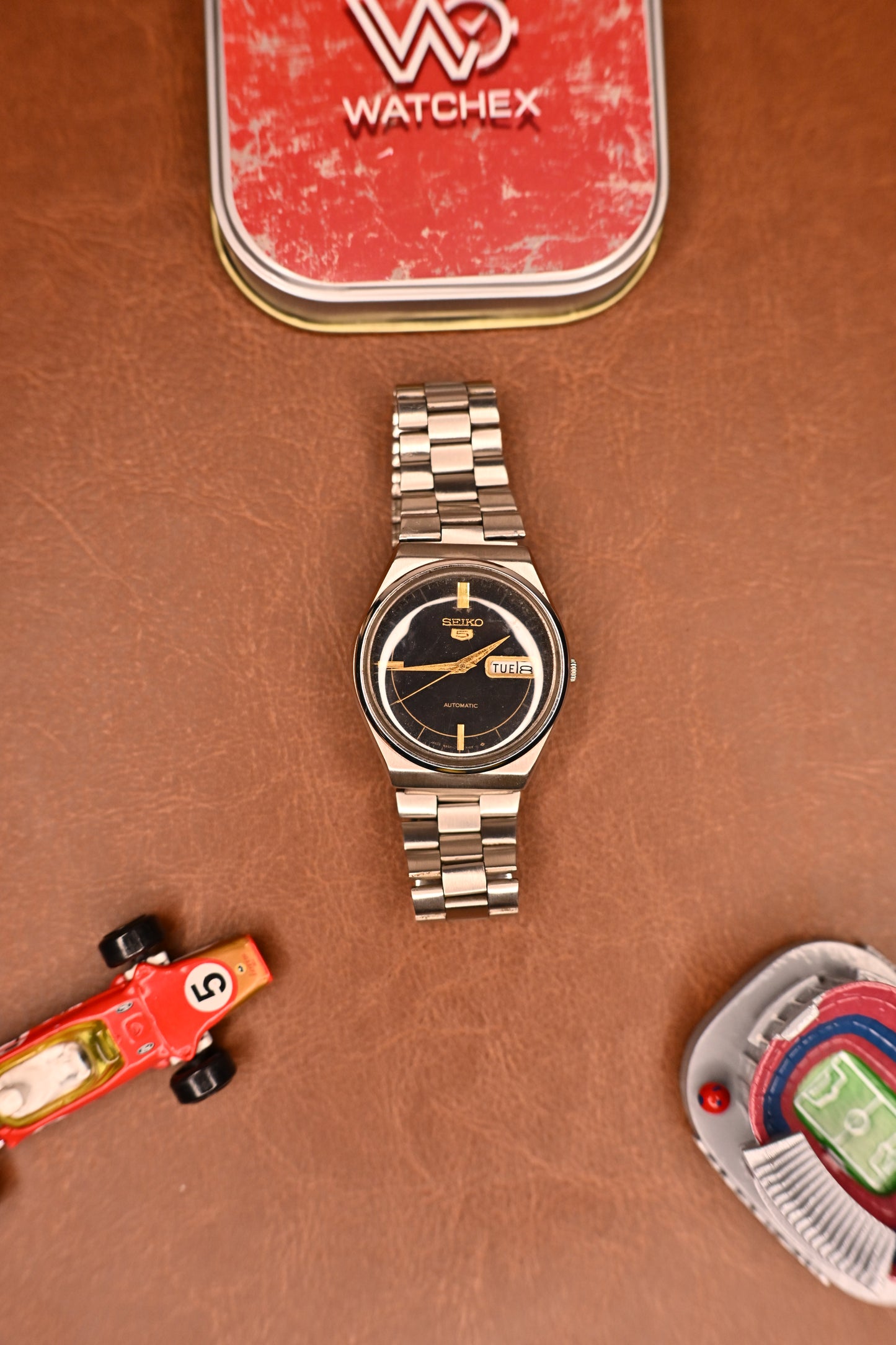 Vintage Seiko 5 Automatic Black Sunburst Dial Day-Date (6309-8930) | Watchex India