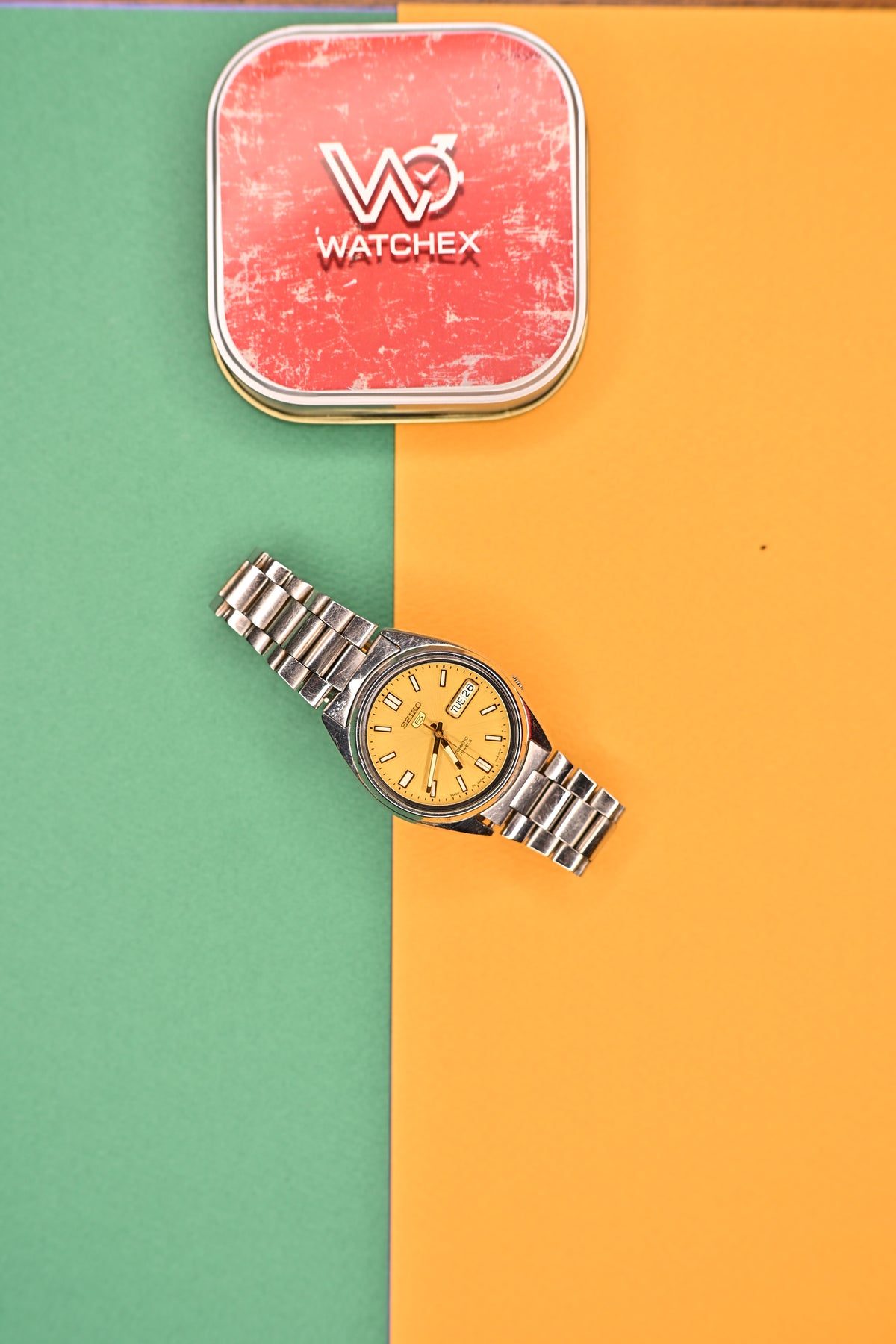 Vintage Seiko 5 Automatic Gold Sunburst Dial Day-Date (7S26-3040) | Watchex India