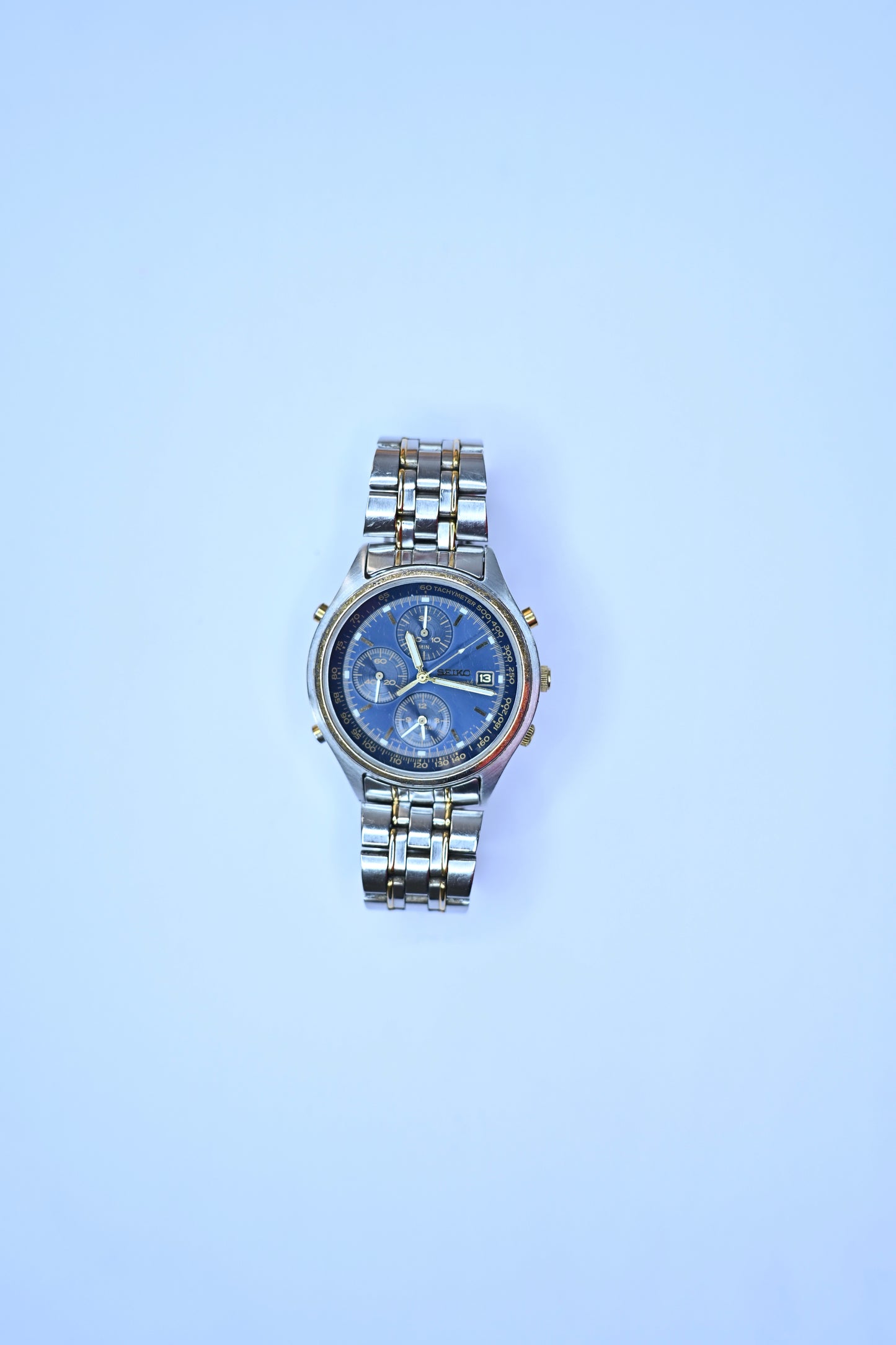 Vintage Seiko Chronograph Alarm 7T32-7C60 Blue Dial Two-Tone Quartz  Watch | Watchex India