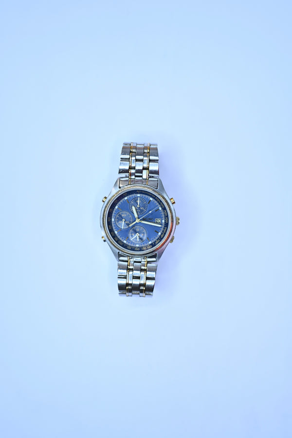 Vintage Seiko Chronograph Alarm 7T32-7C60 Blue Dial Two-Tone Quartz  Watch | Watchex India