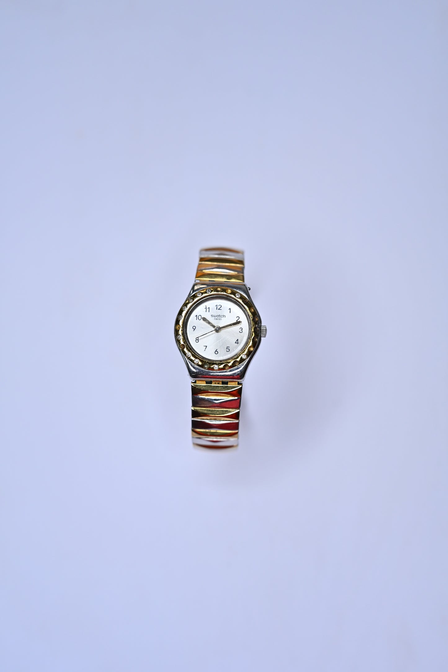 Vintage Swatch Irony Lady Two-Tone Quartz Bejeweled Bezel Watch | Watchex India