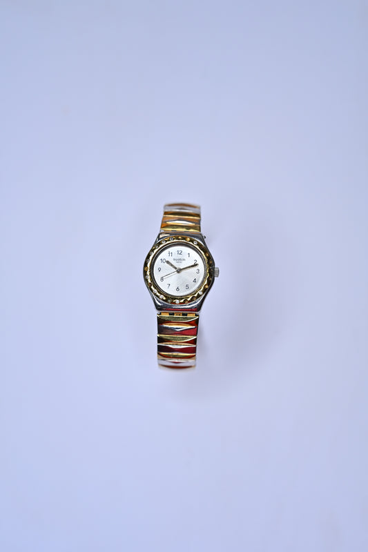 Vintage Swatch Irony Lady Two-Tone Quartz Bejeweled Bezel Watch | Watchex India